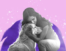 an image of a woman embracing a dog