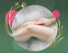 an image of a woman's legs on a bubble bath