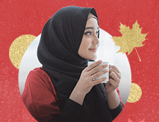 an image of a Pakistani woman holding a cup