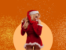 an image of a sexy woman wearing a Santa Claus dress with her butt showing off and glitters around her